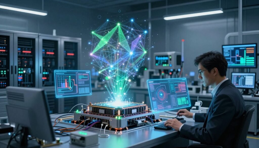 A futuristic laboratory filled with advanced quantum computing equipment, showcasing a large, intricate quantum processor at the center. In the foreground, a scientist in professional business attire, focused and engaged, studies holographic displays depicting optimization algorithms and control techniques. In the middle, geometric patterns and quantum states float above the processor, illuminated by soft blue and green lights, representing the complexity of quantum system control. The background features sleek, metallic walls lined with servers and digital screens displaying real-time data and graphs. The atmosphere is one of innovation and precision, with an ethereal glow illuminating the space, suggesting a bridge between technology and cutting-edge science. The scene captures the essence of optimization techniques in quantum systems. A futuristic laboratory filled with advanced quantum computing equipment, showcasing a large, intricate quantum processor at the center. In the foreground, a scientist in professional business attire, focused and engaged, studies holographic displays depicting optimization algorithms and control techniques. In the middle, geometric patterns and quantum states float above the processor, illuminated by soft blue and green lights, representing the complexity of quantum system control. The background features sleek, metallic walls lined with servers and digital screens displaying real-time data and graphs. The atmosphere is one of innovation and precision, with an ethereal glow illuminating the space, suggesting a bridge between technology and cutting-edge science. The scene captures the essence of optimization techniques in quantum systems.